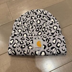 Carhartt Black and White Leopard Print Beanie